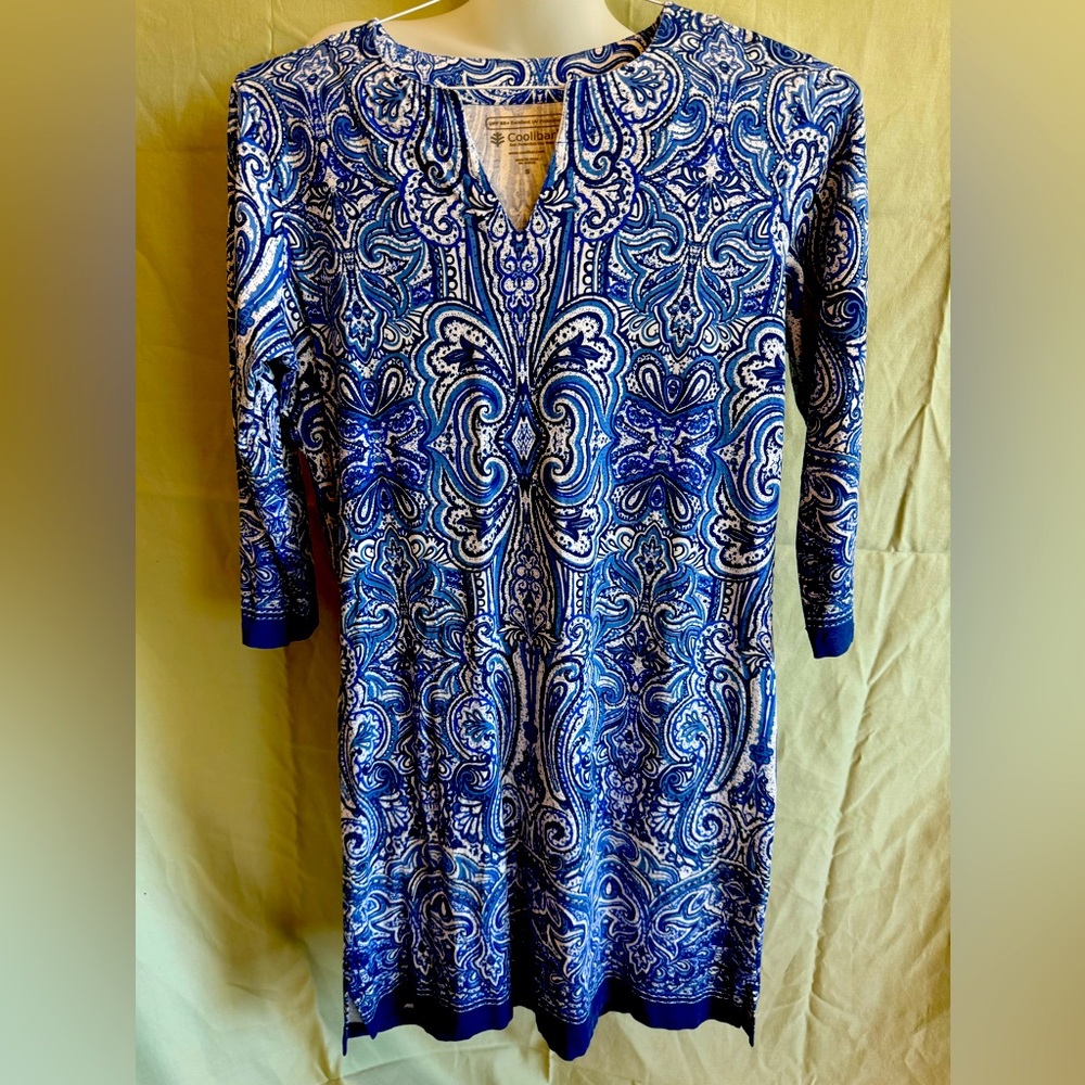 Coolibar spf 50 sun protection in a pretty dress/coverup